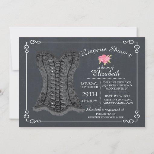 Chalkboard Lingerie Bridal Shower Invitation Zazzle