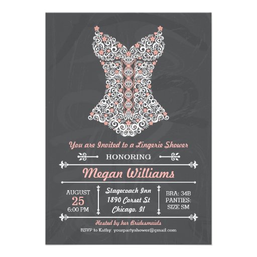 Chalkboard Lingerie Party Invitation (front side)