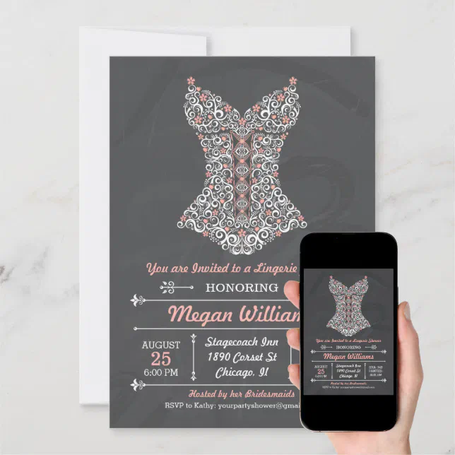 Chalkboard Lingerie Party Invitation Zazzle