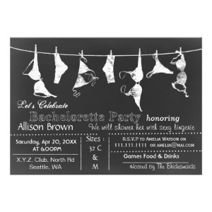 Chalkboard Lingerie Shower Bachelorette Invitation