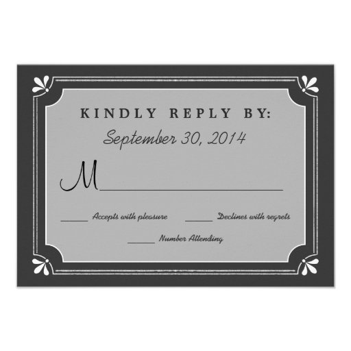 Chalkboard Love Birds Wedding RSVP Personalized Invite