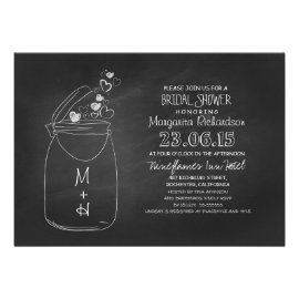 chalkboard love hearts mason jar bridal shower custom invites