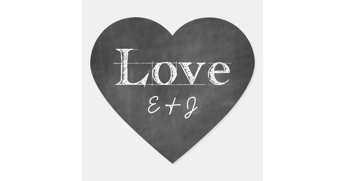 Chalkboard Love Monogram Heart Envelope Seals Heart Sticker Zazzle