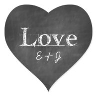 Chalkboard Love Monogram Heart Envelope Seals Sticker