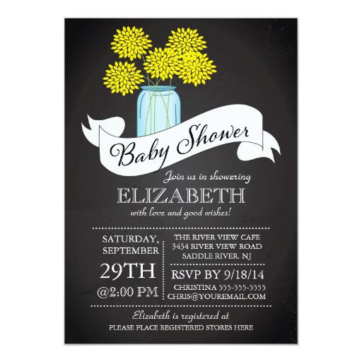 Chalkboard Mason Jar Baby Shower Invitation