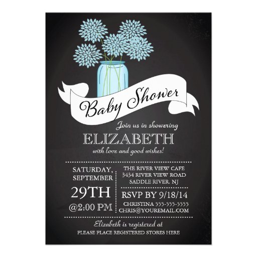 Chalkboard Mason Jar Baby Shower Invitation