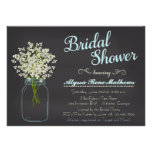 Chalkboard Mason Jar Baby's Breath Bridal Shower Custom Invitations