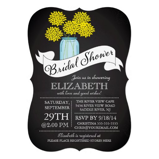 Chalkboard Mason Jar Bridal Shower Invitation