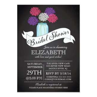Chalkboard Mason Jar Bridal Shower Invitation 5" X 7" Invitation Card