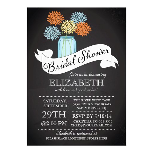 Chalkboard Mason Jar Bridal Shower Invitation