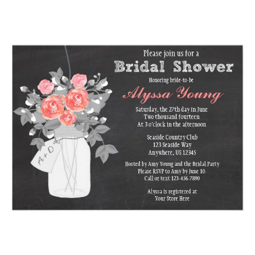 Chalkboard Mason Jar Bridal Shower Invitation