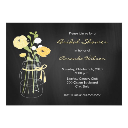 Chalkboard Mason Jar Bridal Shower Invitations