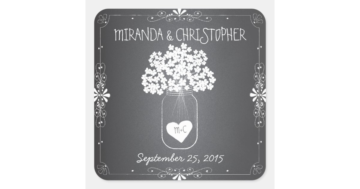 Chalkboard Mason Jar Personalized Favor Stickers Zazzle