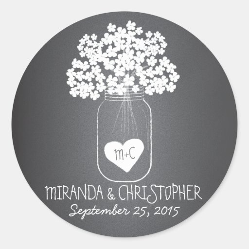 Chalkboard Mason Jar Personalized Favor Stickers Zazzle