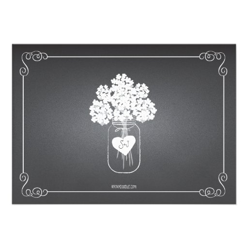 Chalkboard Mason Jar Rustic Couples Wedding Shower Personalized Invitation