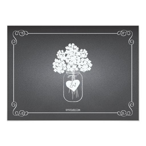 Chalkboard Mason Jar Rustic Guest Information Card Invitations