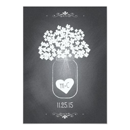 Chalkboard Mason Jar Wedding Invitation
