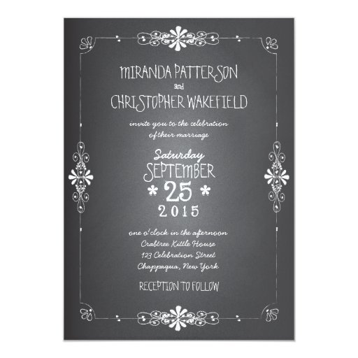 Chalkboard Mason Jar Wedding Invitation (front side)