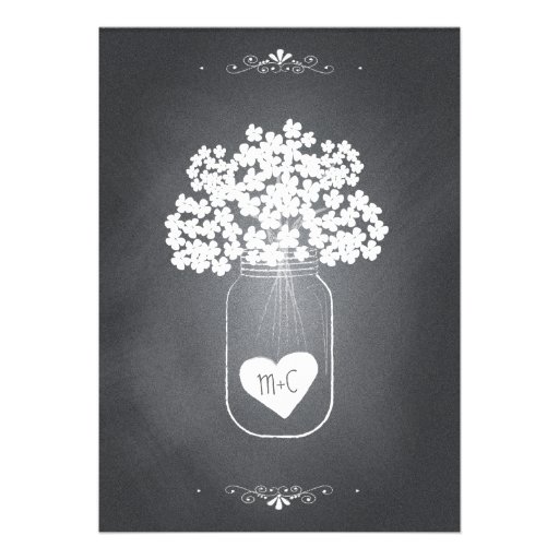 Chalkboard Mason Jar Wedding Invitation with RSVP