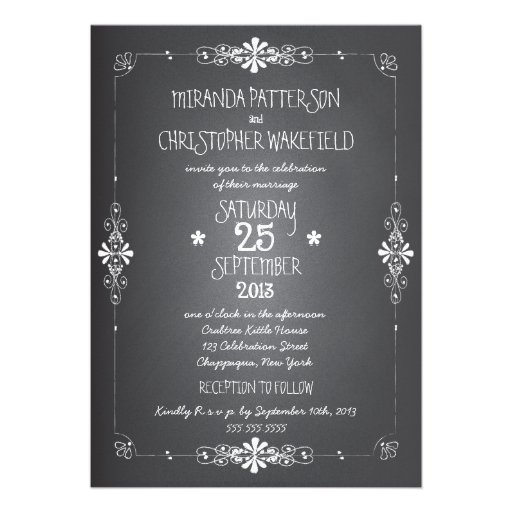 Chalkboard Mason Jar Wedding Invitation with RSVP