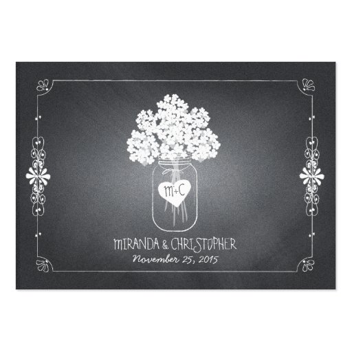 Chalkboard Mason Jar Wedding Seating Place Card Business Cards (back side)