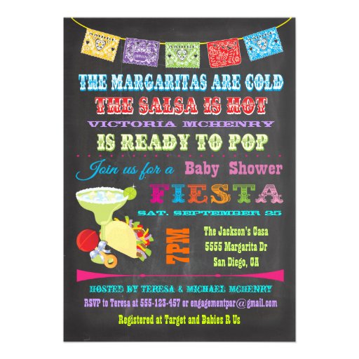 Chalkboard Mexican Fiesta Baby Shower invitations