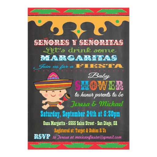 Chalkboard Mexican Fiesta Baby Shower invitations