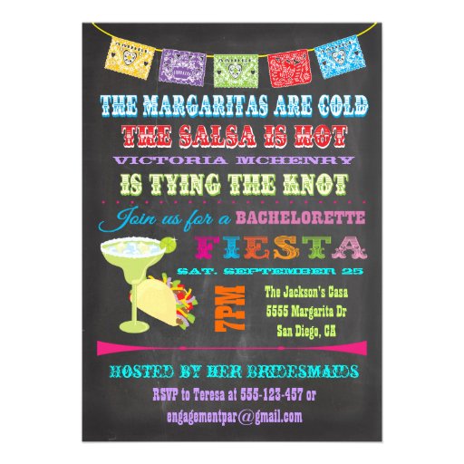 Chalkboard Mexican Fiesta Bachelorette party Invite