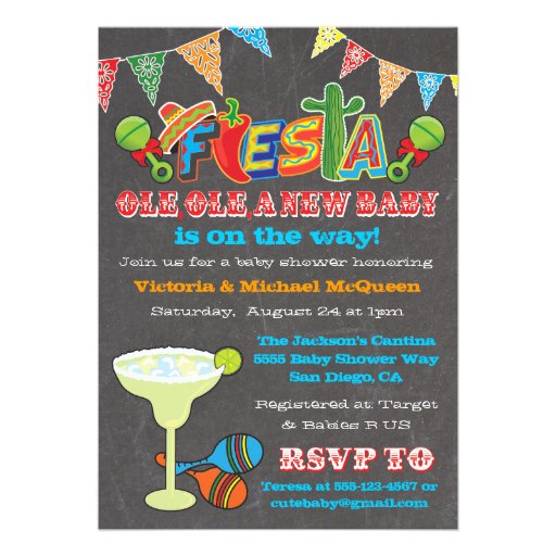 Chalkboard Mexican Fiesta Couples Baby Shower Invitation