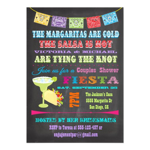 Chalkboard Mexican Fiesta Couples SHower Cards