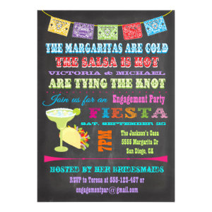 Chalkboard Mexican Fiesta Engagement Party Card