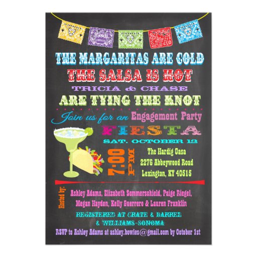 Chalkboard Mexican Fiesta Engagement Party Invitations