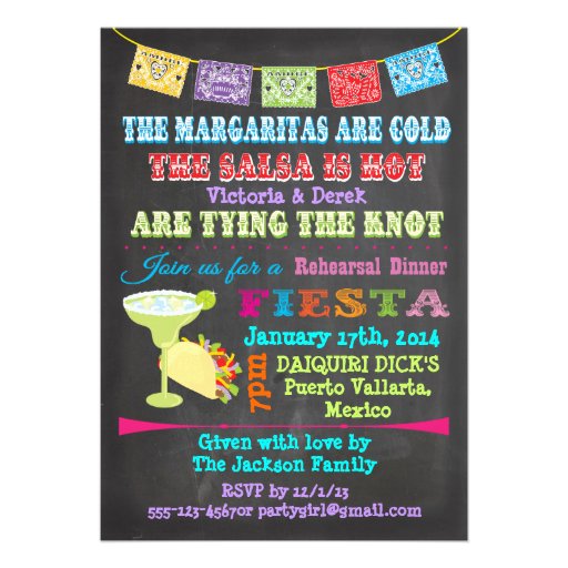 Chalkboard Mexican Fiesta with photo back Custom Announcements