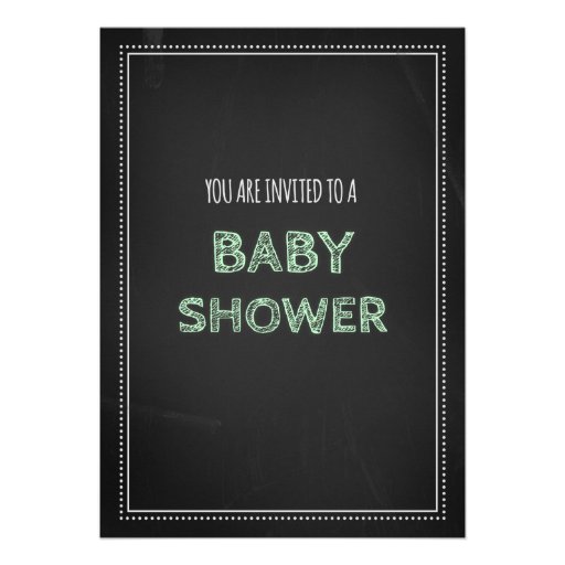 Chalkboard Mint Custom Baby Shower Invitations