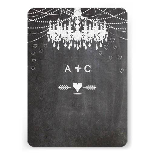 Chalkboard Modern Vintage Typography Chandelier Invite