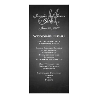 Chalkboard Monogram Wedding Menu Card Rack Card Design