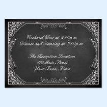 Chalkboard, Ornate White Frame Reception business cards