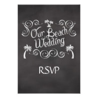 Chalkboard Our Beach Wedding Matching RSVP Reply Personalized Invitations