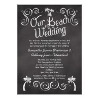 Chalkboard Palm Tree Beach Wedding Custom Invitation