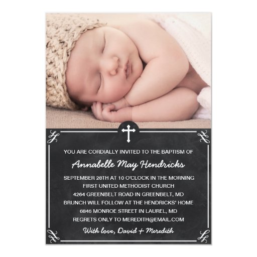 Chalkboard Photo Baptism/Christening Invitation Zazzle