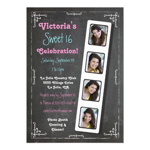 Chalkboard Photo Booth Party Invitations (front side)
