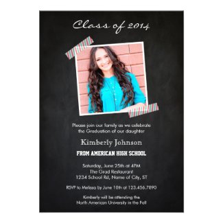 Chalkboard Photo Graduation Invitation