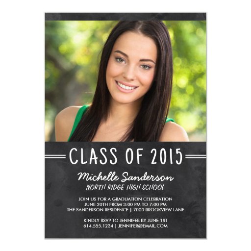 Chalkboard Photo Graduation Party Invite (front side)