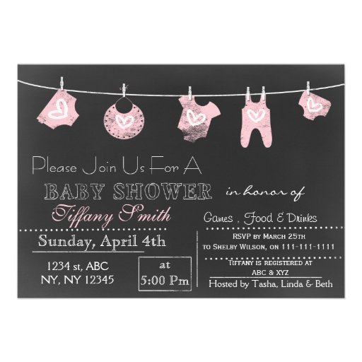 Chalkboard pink Baby shower Invitation