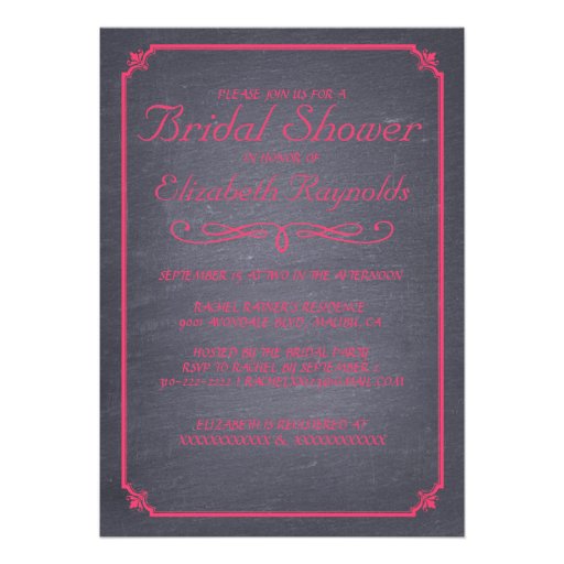 Chalkboard Pink & Black Bridal Shower Invitations