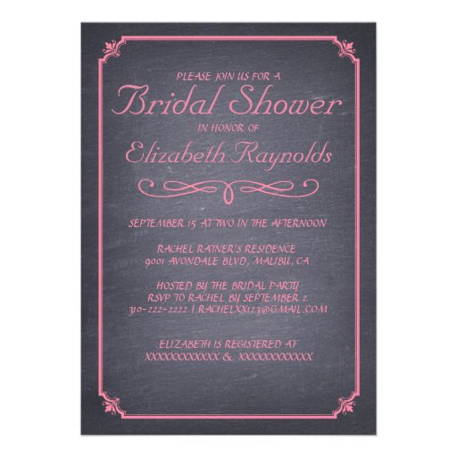 Chalkboard Pink Bridal Shower Invitations