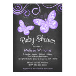 Chalkboard Purple Butterfly Swirls Baby Shower Card