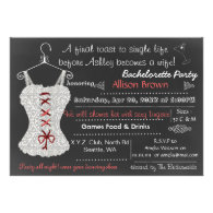 Chalkboard red Lace Lingerie Shower Bachelorette Custom Invite