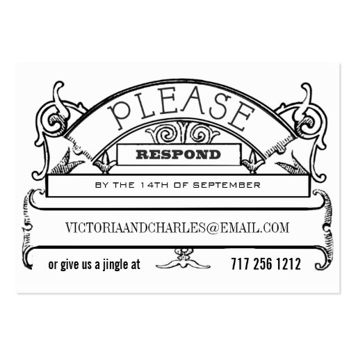 Chalkboard Response Email or Telephone Cards Business Card Template (front side)