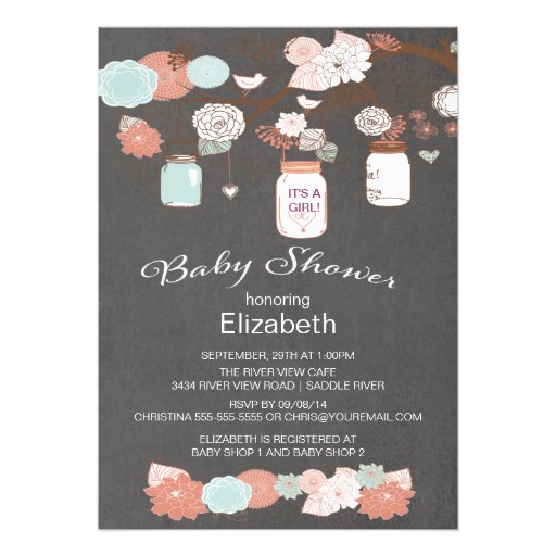 Chalkboard Rustic Country Mason Jar Baby Shower Invitation